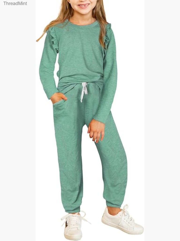 Girls 2-Piece Sweatsuit Set Long Sleeve Pants Set 4-13